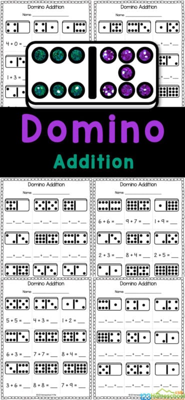 Free printable domino addition math worksheets for kindergarten