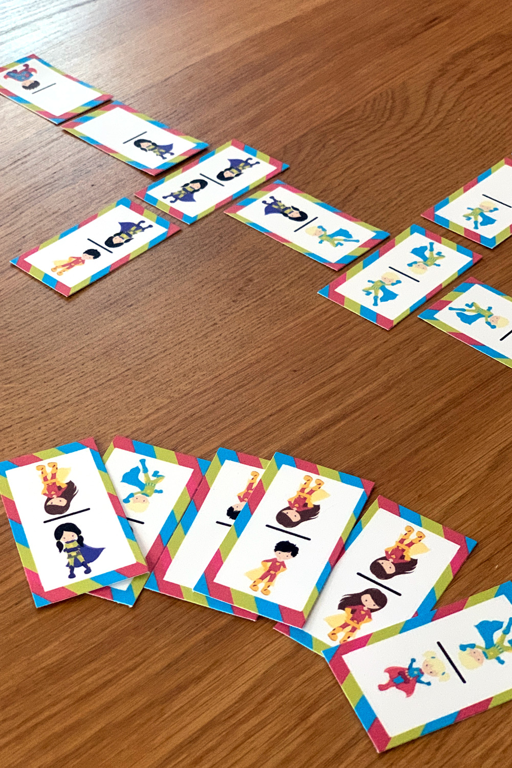 Printable superhero dominoes game