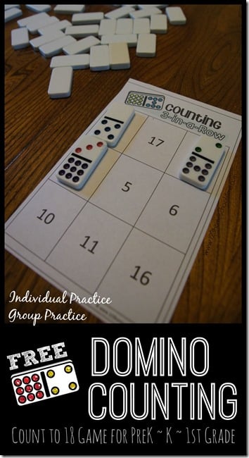 Free domino counting math games for kindergarten