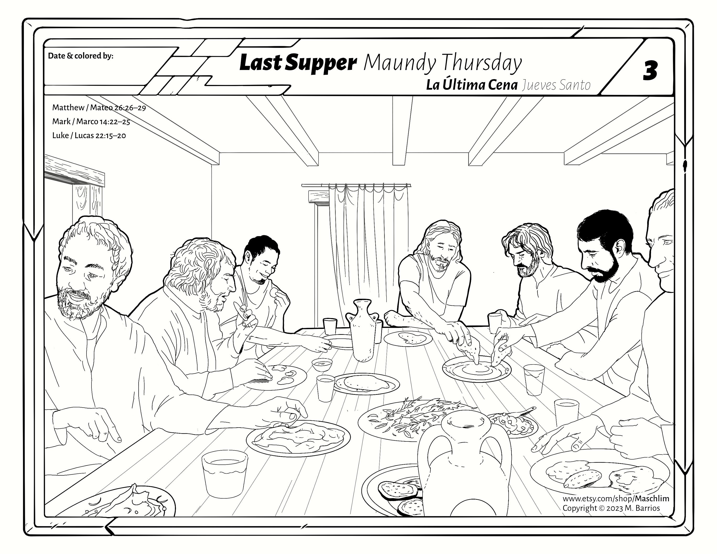 Holy week last supper coloring drawing