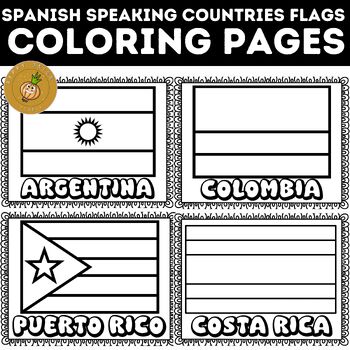 Spanish speaking countries flags coloring pages hispanic heritage month