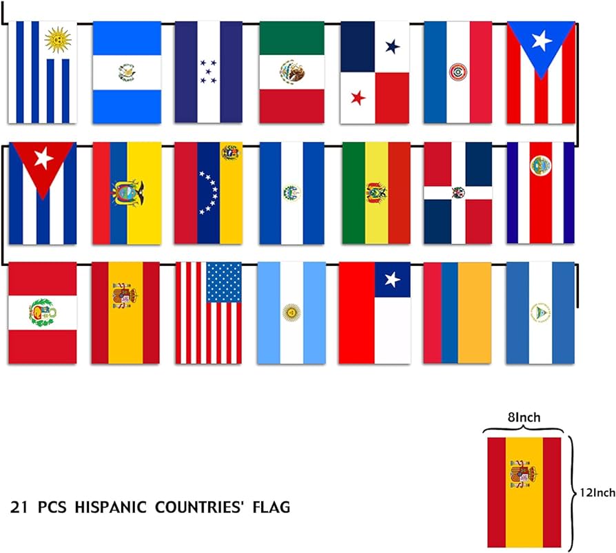 Heritage hispanic month countries string flags assorted spanish speaking string bunting banners for national hispanic events celebration party decoration sports bars office products