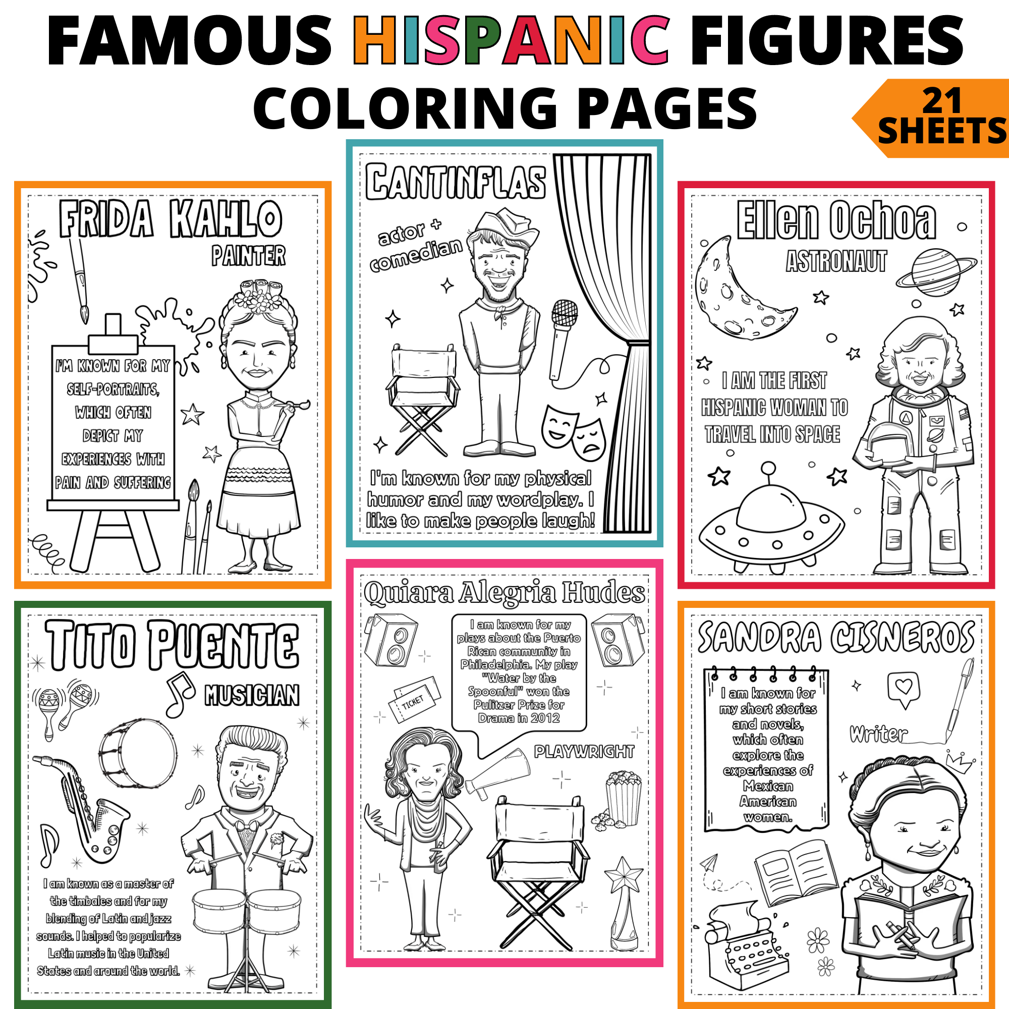 Hispanic heritage month coloring pages famous hispanic figures coloring pages made by teachers