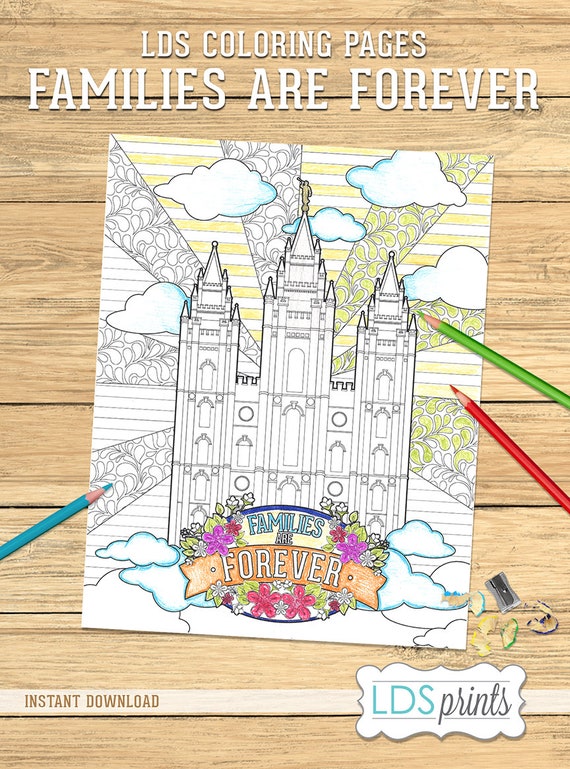 Lds coloring page salt lake temple families are forever primary theme lds printable program cover download now