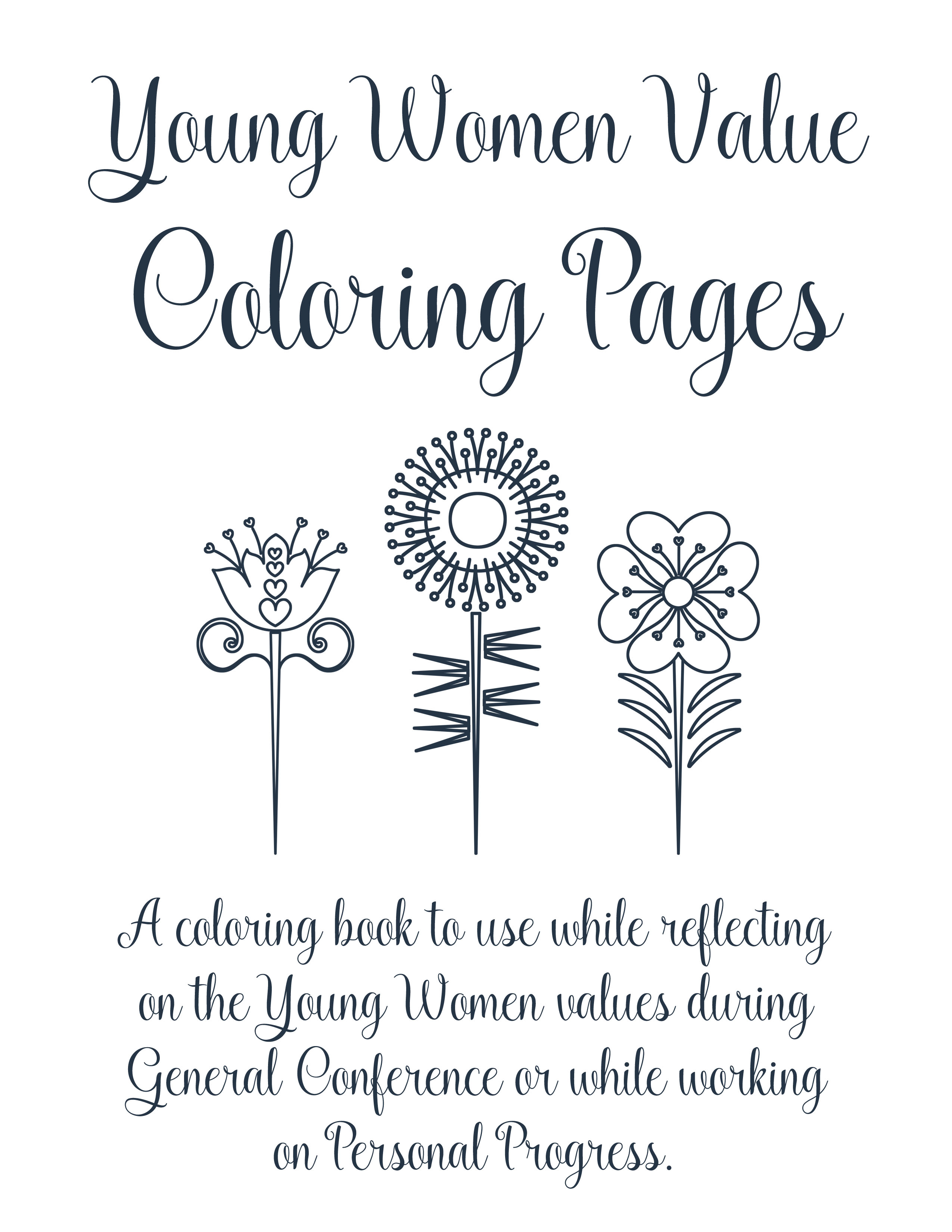 Young women personal progress values coloring pages