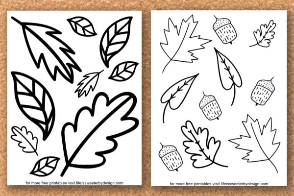 Fall leaves coloring pages