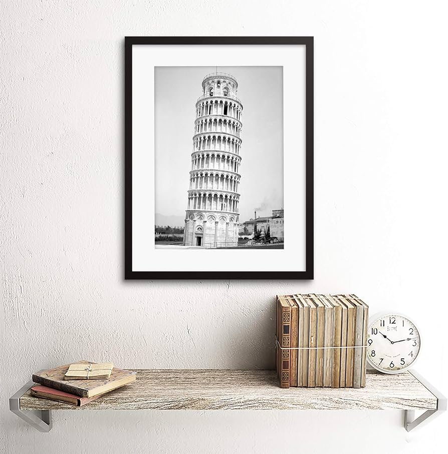 Vintage photo architectural leaning tower pisa italy frame art print fx home kitchen