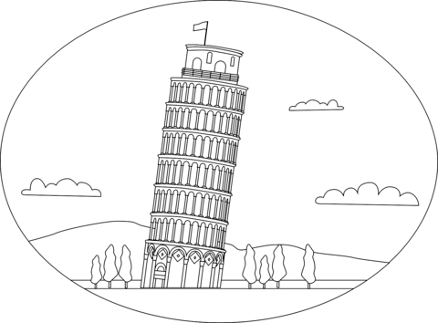 Leaning tower of pisa coloring page free printable coloring pages