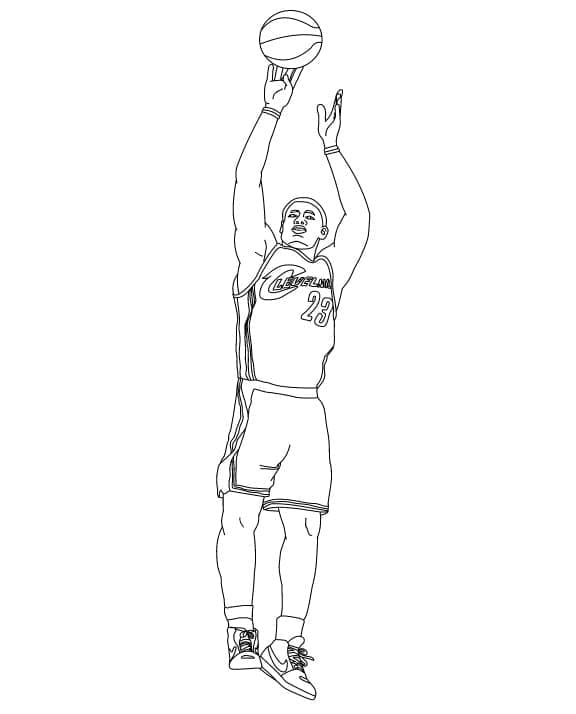 Lebron james is playing basketball coloring page