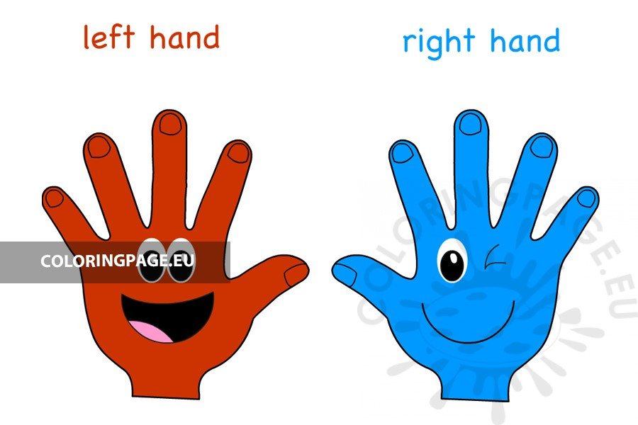 Left and right hands printable coloring page