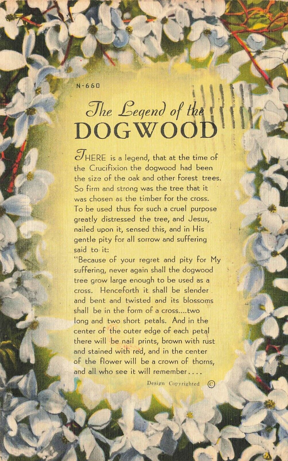 The legend of the dogwood poem postcard