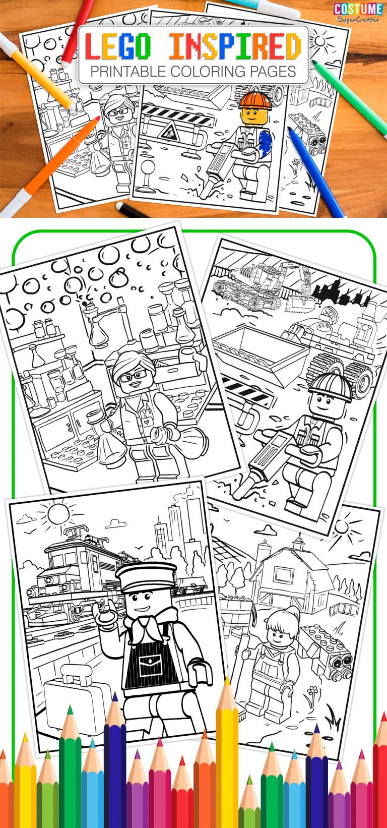 Lego inspired printable coloring pages