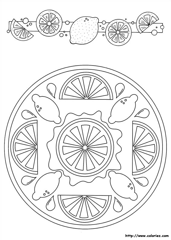 Lemon mandala coloring pages