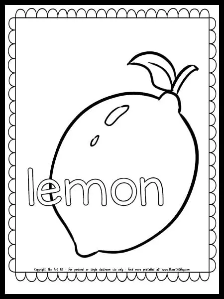 Lemon coloring page free printable â the art kit