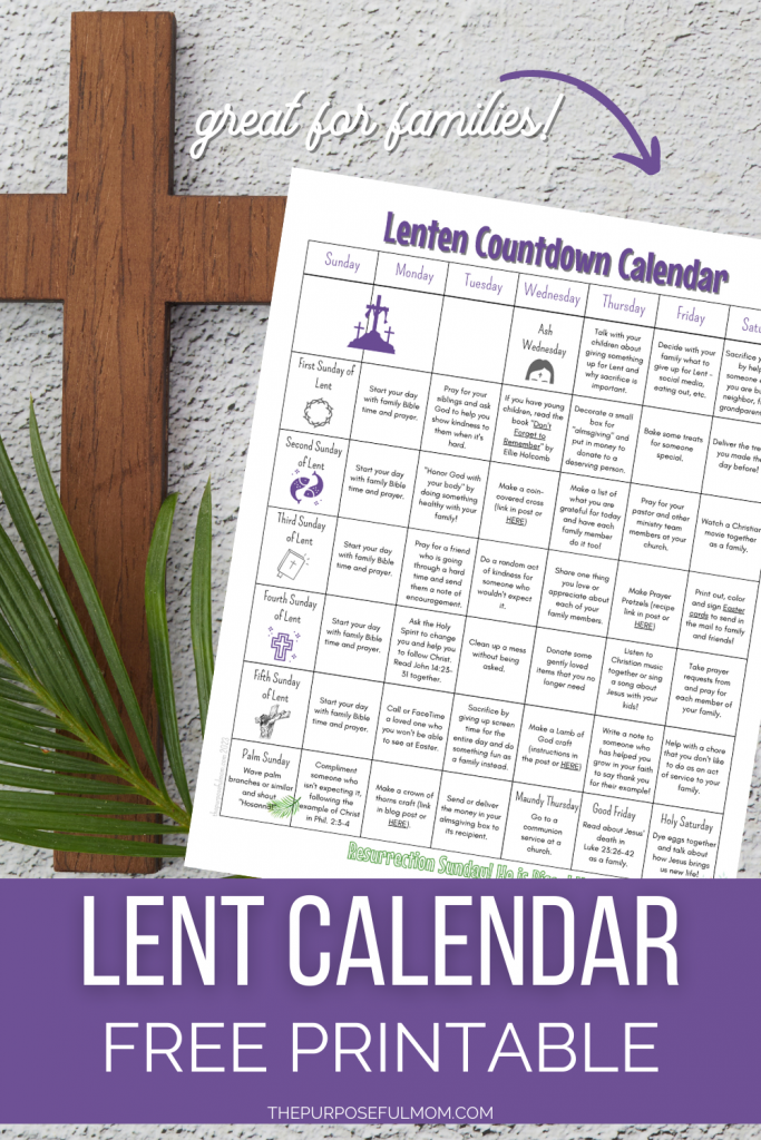 Free printable lent calendar