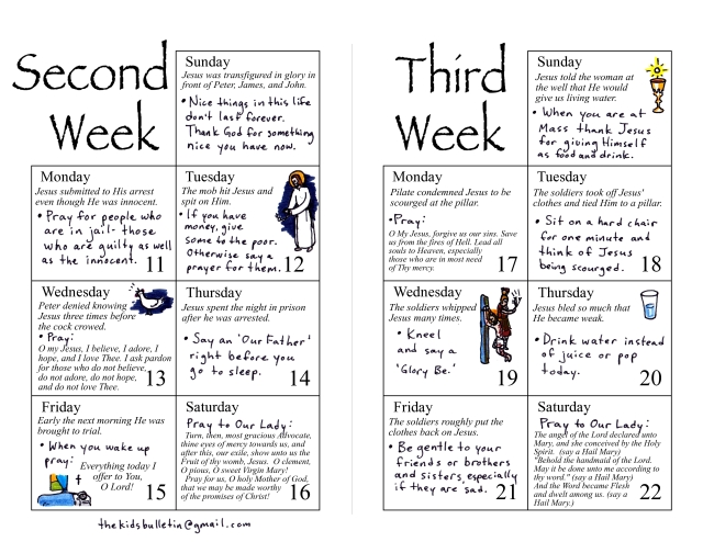 Lent calendar pages and â the kids bulletin