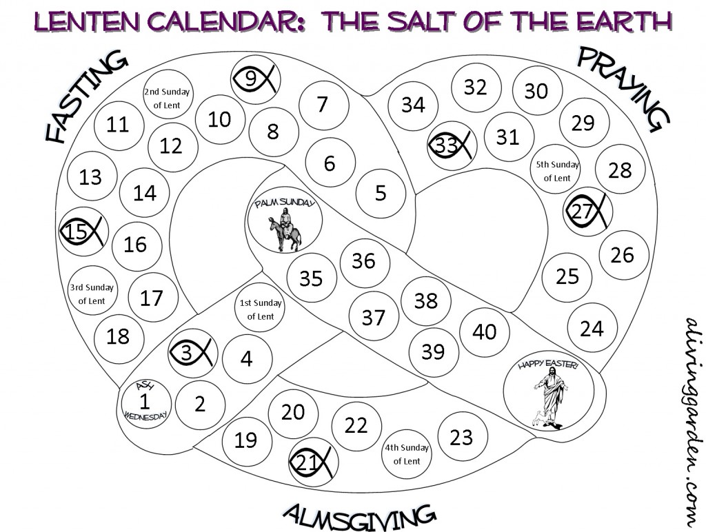 Free printable calendars for lent and easter