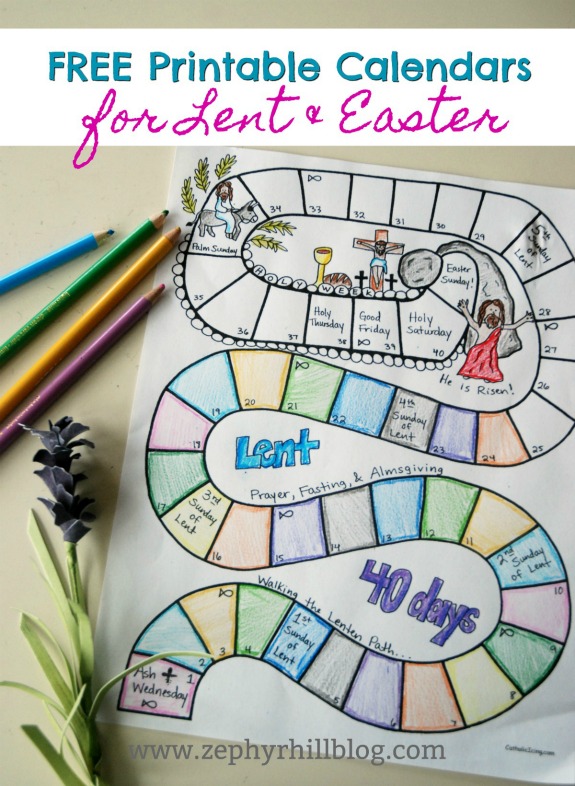 Free printable calendars for lent and easter