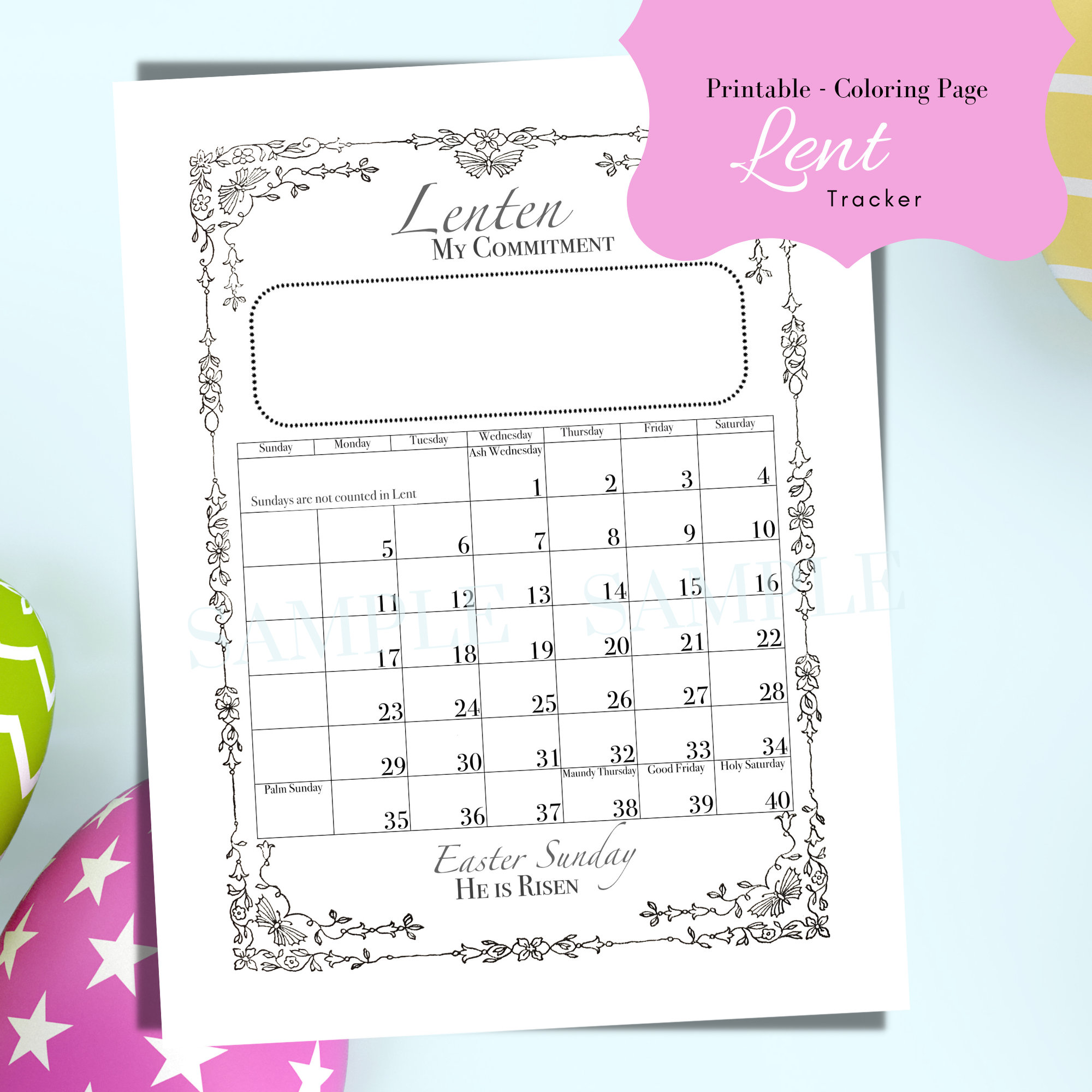 Printable lent tracker pdf download day lenten