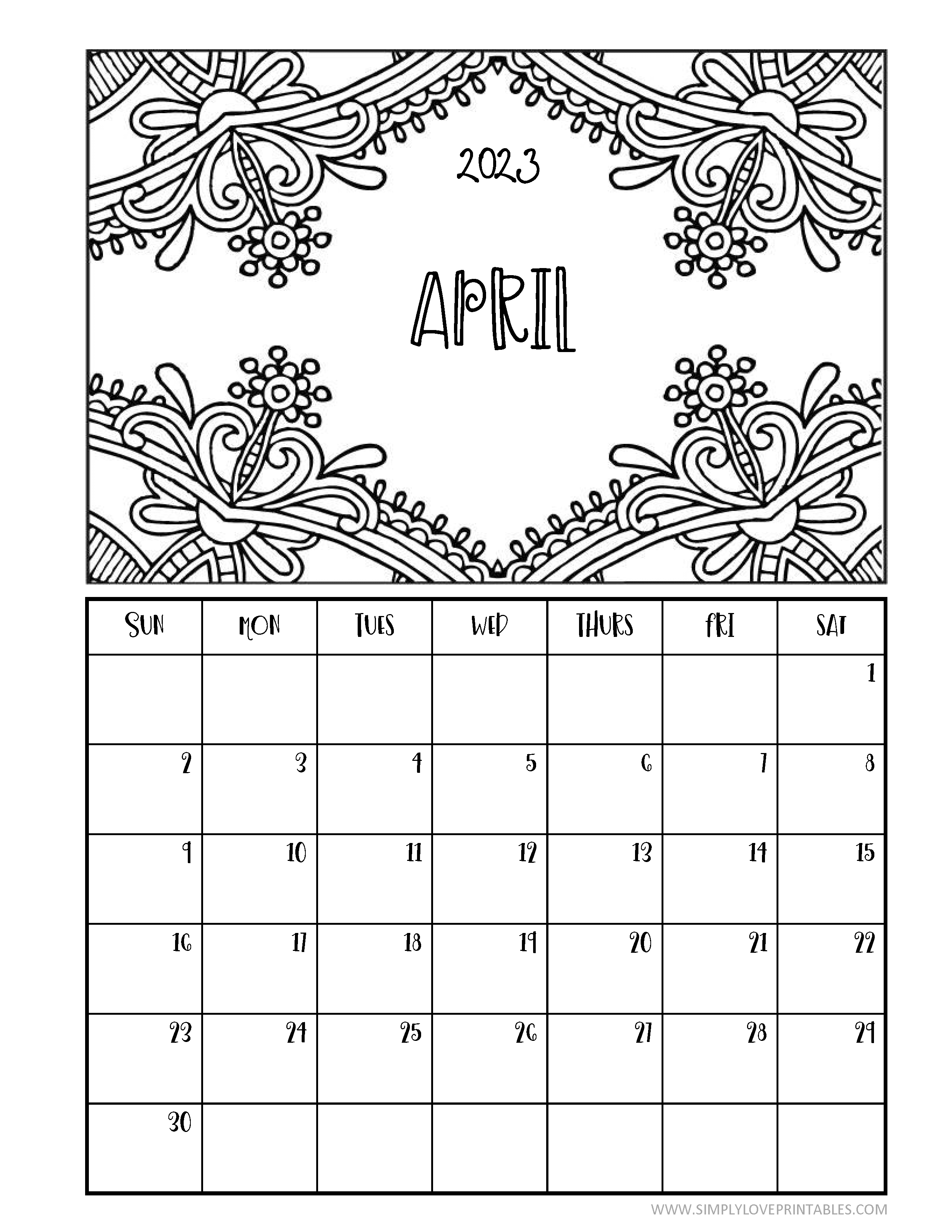 Printable coloring calendars for simply love printables