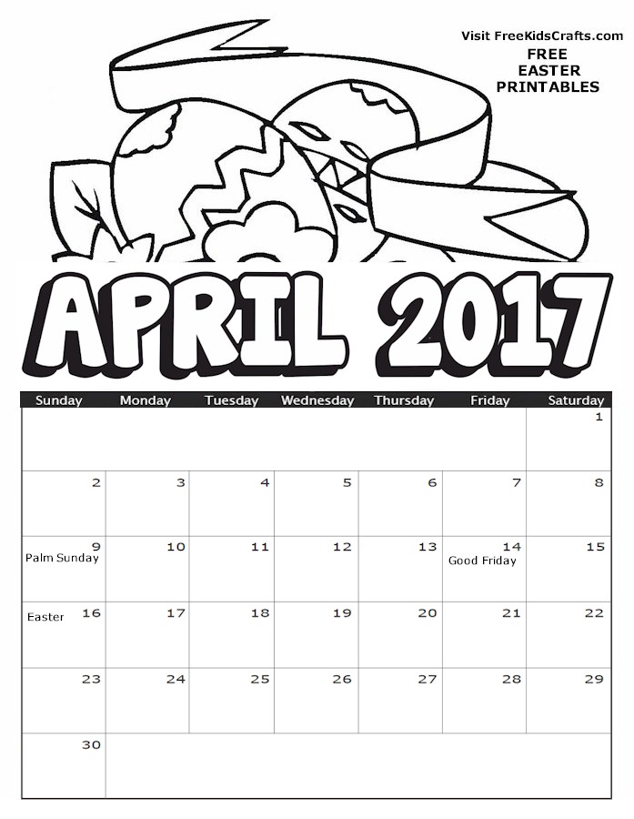 April coloring calendar