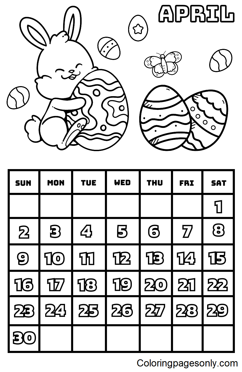 April coloring pages printable for free download