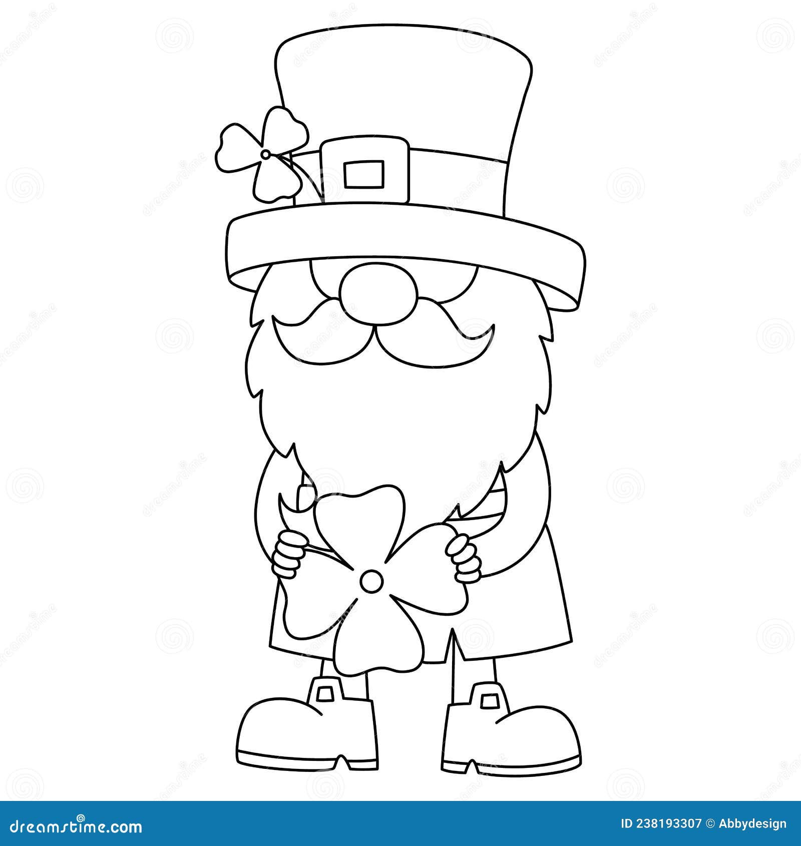 St patricks day gnome coloring page for kids stock vector