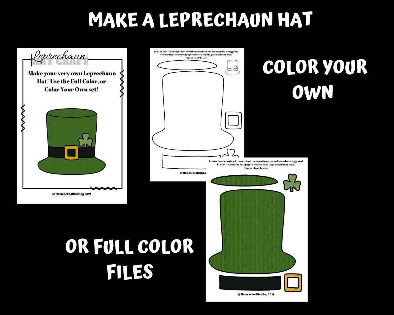 St patricks day printable activities leprechaun hat craft