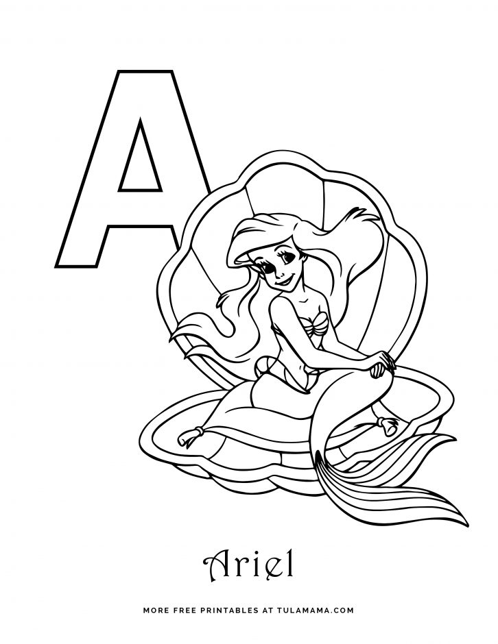 Free printable disney alphabet coloring pages