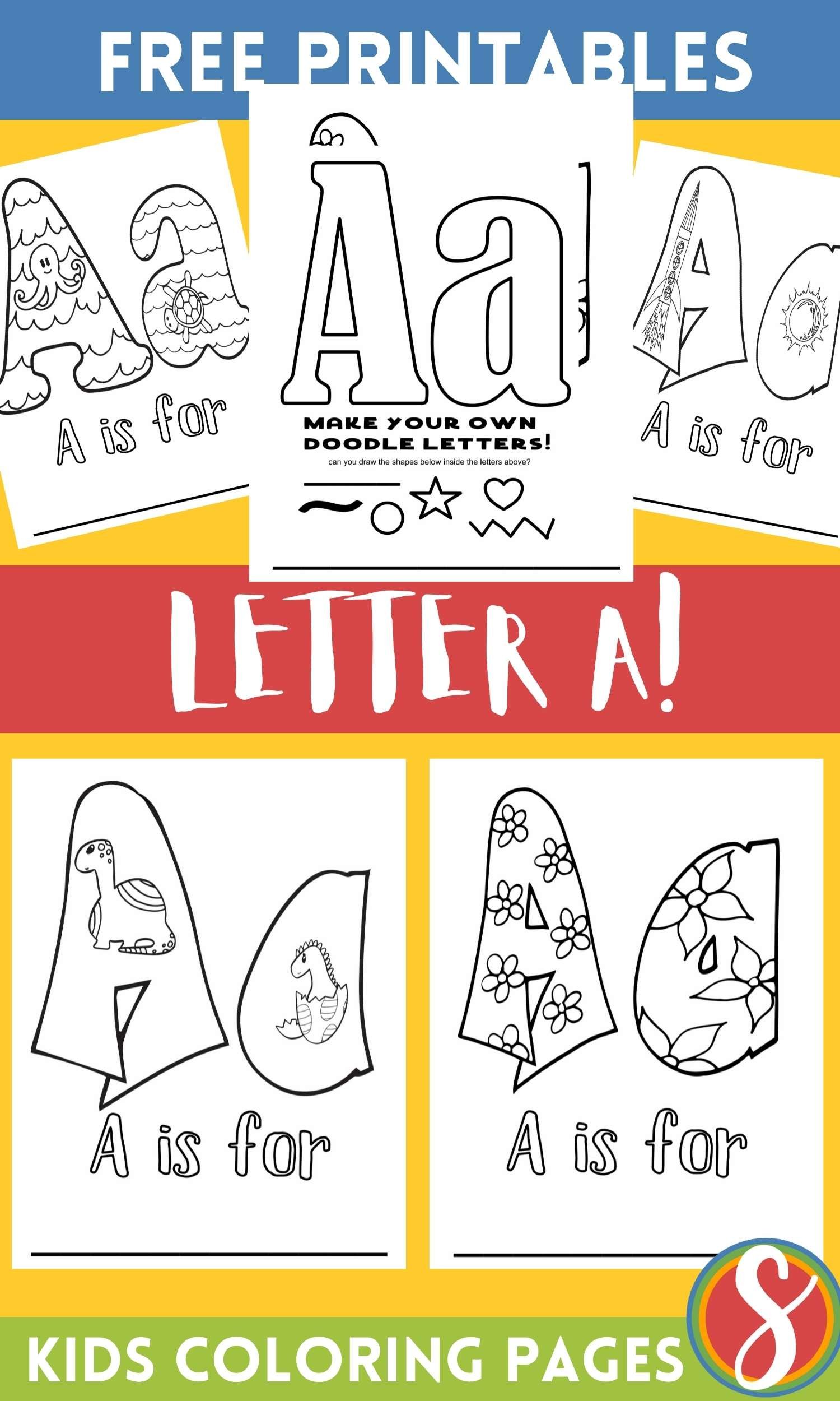 Free letter a coloring pages â stevie doodles