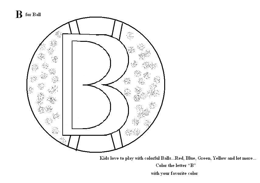 Letter b coloring printable page for kids