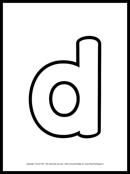 Lowercase letter d outline printable free â the art kit