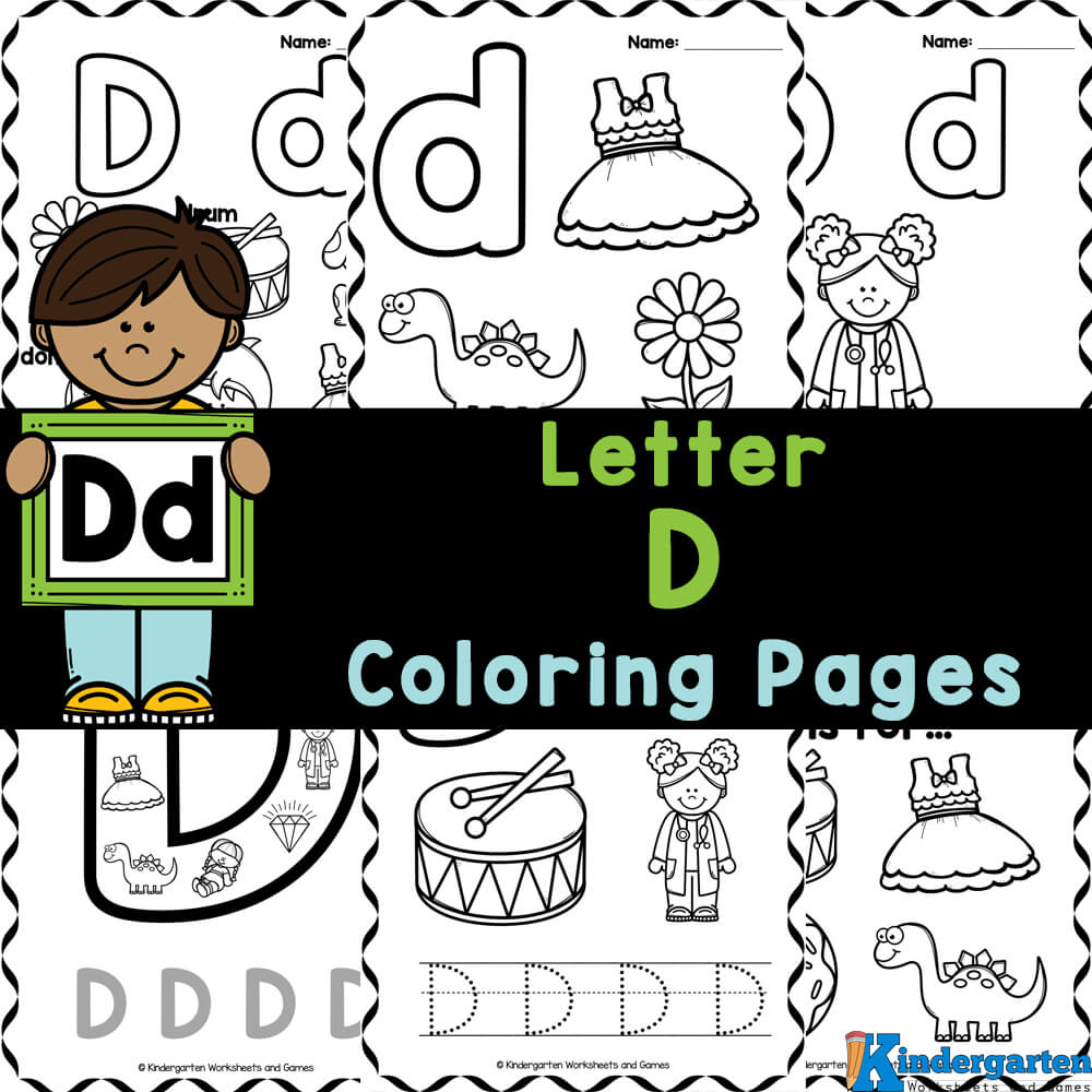 Free printable letter d coloring sheet pages for kids