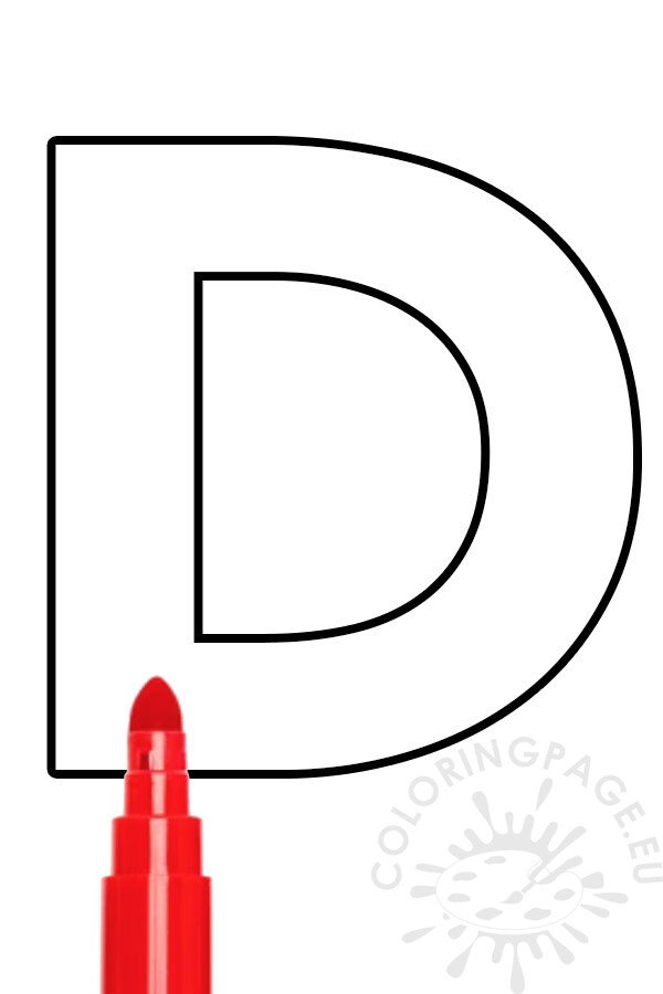 Letter d template printable coloring page