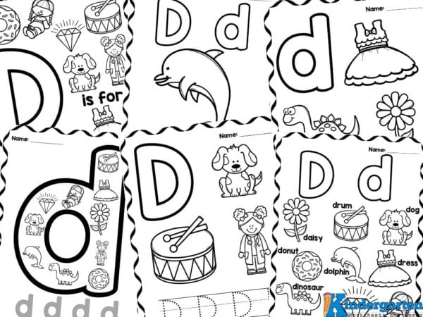 Free printable letter d coloring sheet pages for kids