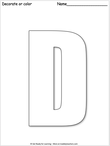 Free giant letter d worksheet