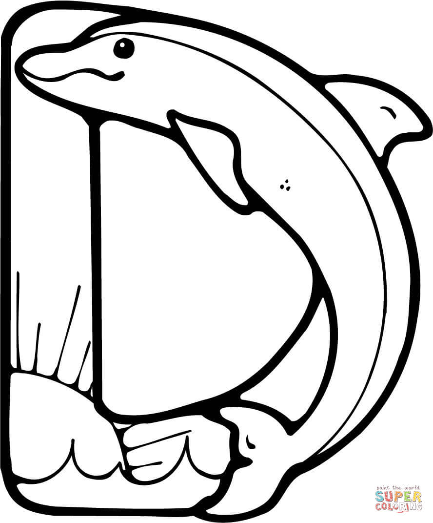 Letter d is for dolphin coloring page free printable coloring pages