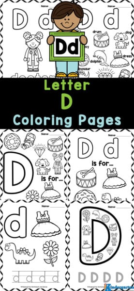 Free printable letter d coloring sheet pages for kids