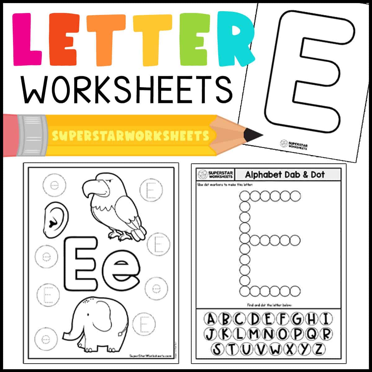 Letter e worksheets