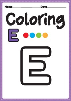 Letter e alphabet coloring page for preschool kindergarten montessori kids