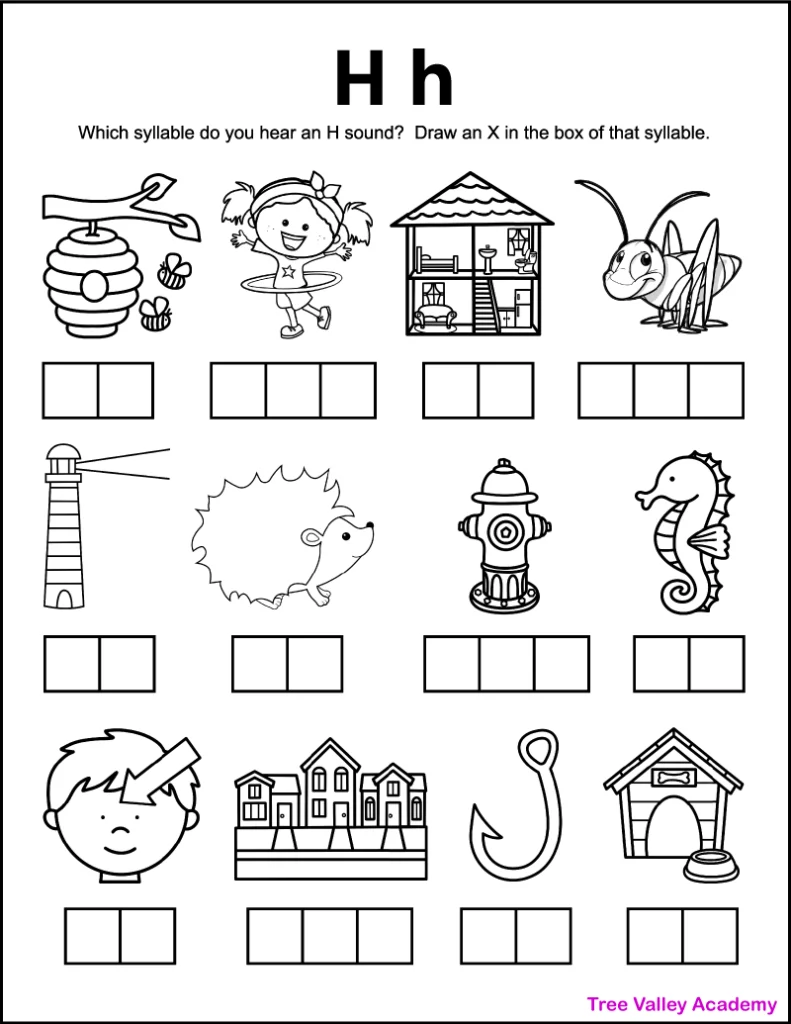 Letter h sound worksheets