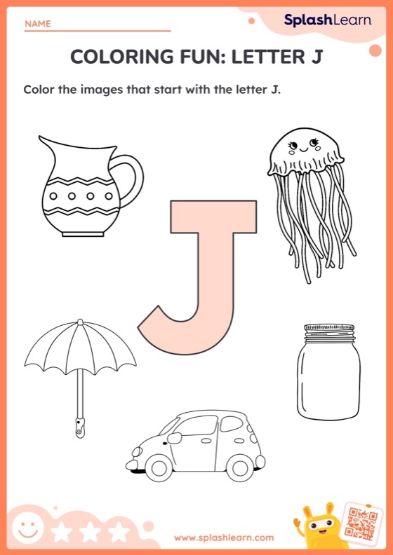 Coloring fun letter j worksheet