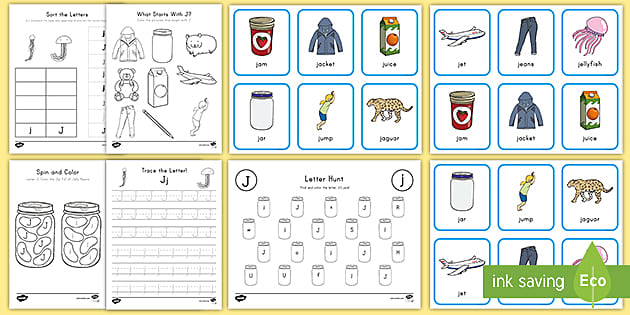 Letter j worksheet and activity pack alphabet ela