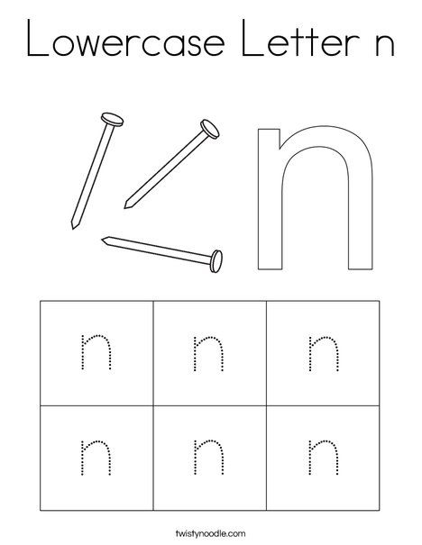 Lowercase letter n coloring page