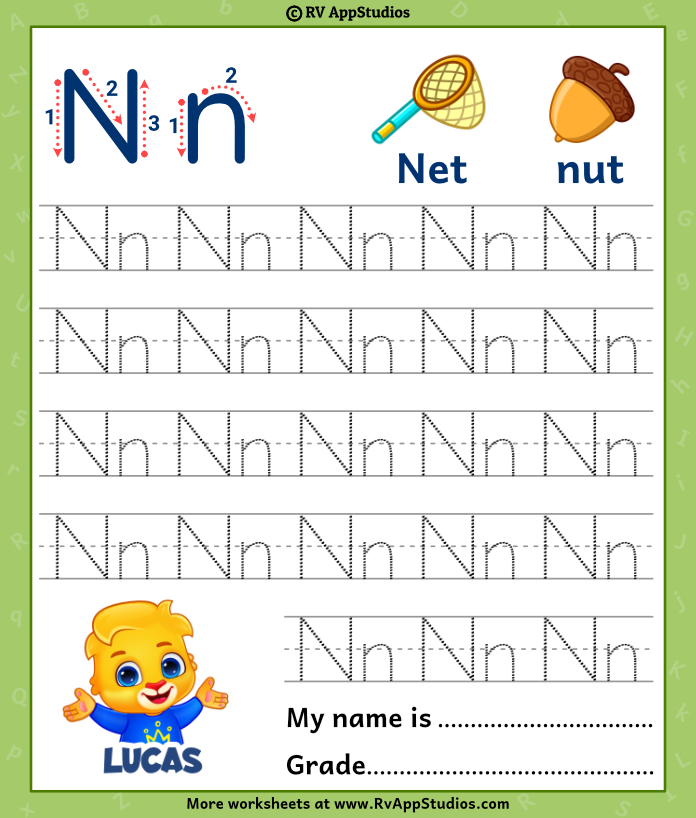 Alphabet nn letter printable letter nn tracing worksheets