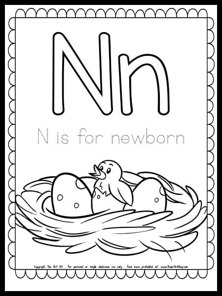 Letter n is for newborn free spring coloring page â the art kit