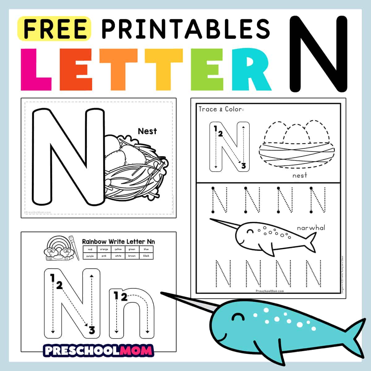 Letter n preschool printables
