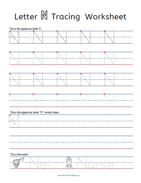 Letter n tracing worksheets â free printable
