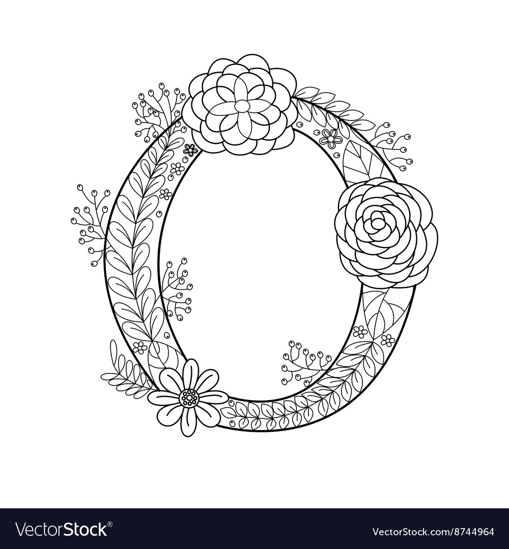 Letter o coloring book for adults royalty free vector image