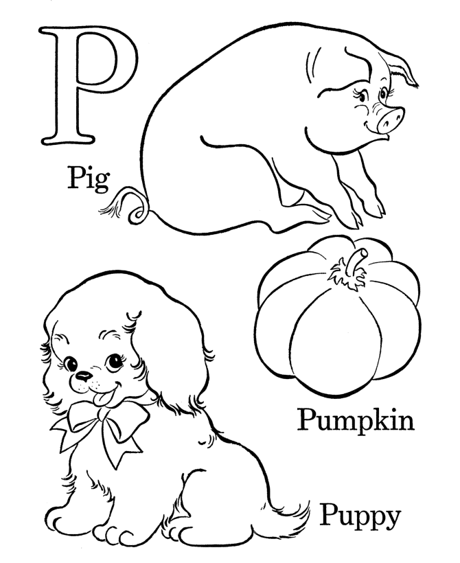 Alphabet coloring pages letter p